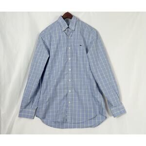 Vineyard Vines Slim Fit Whale Shirt Mens M Blue Plaid Button Down Long Sleeve